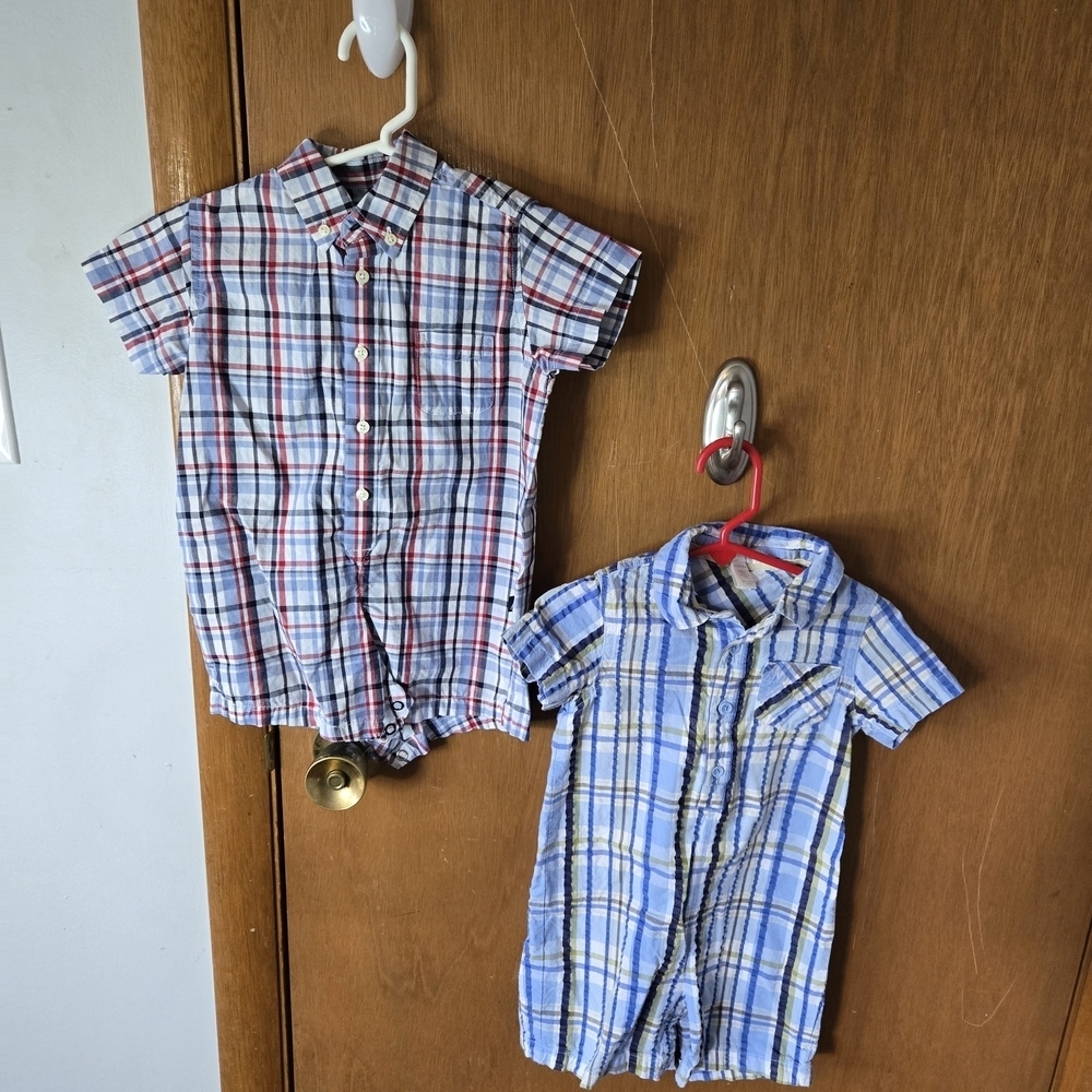 Plaid Kids Button-Up Shirt Set